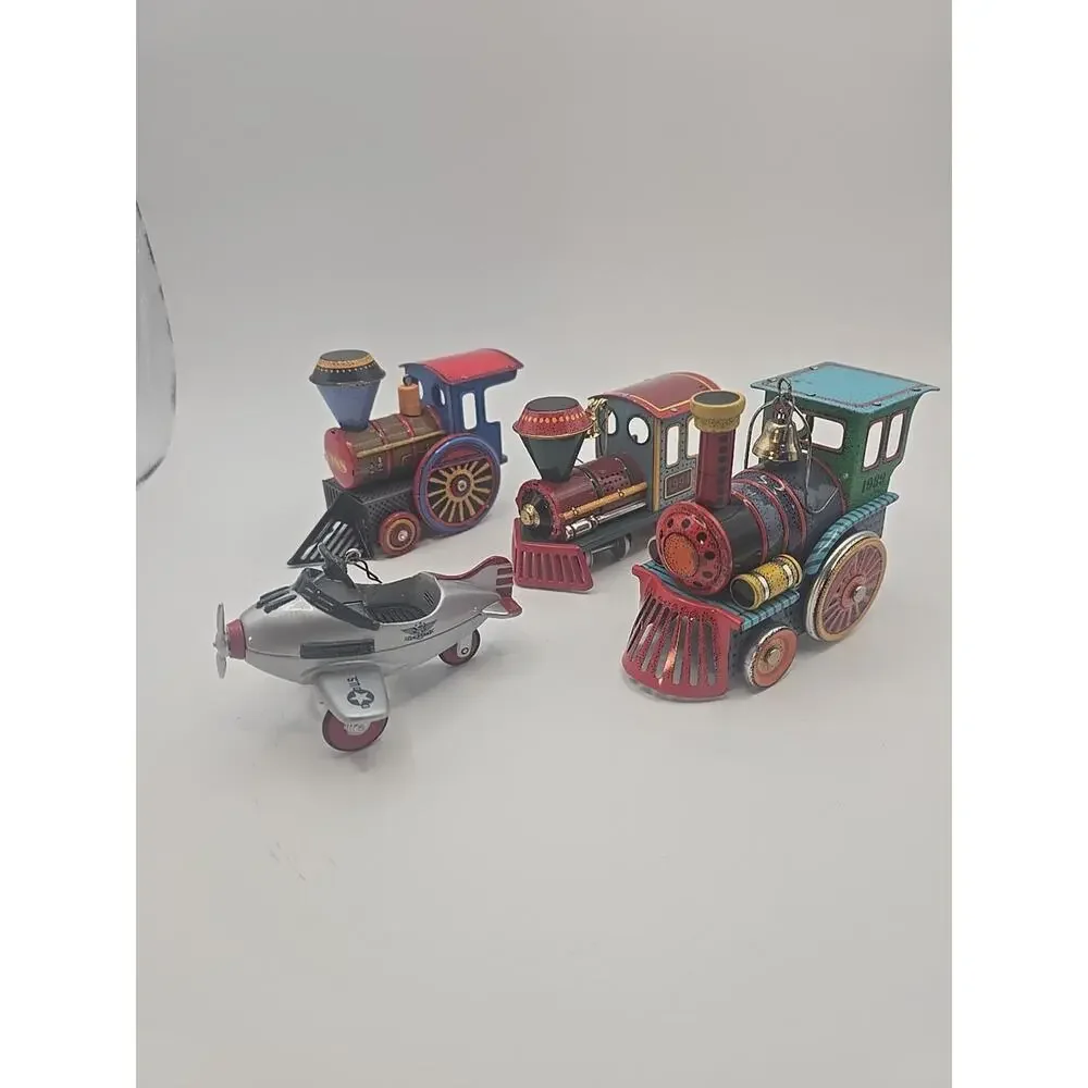 Hallmark‎ Keepsake Tin Train & Plane Ornaments 1988, 1989, 1994, 1996